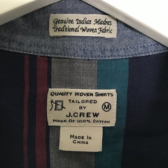 J Crew Genuine Madras Pattern Shirt, Made in India - Picture 3 of 5